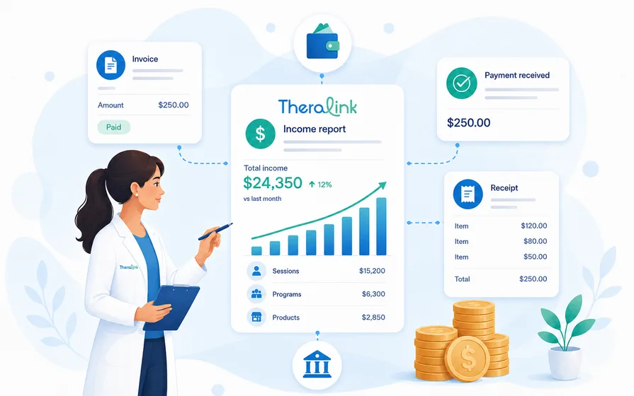 Income tracking in TheraLink